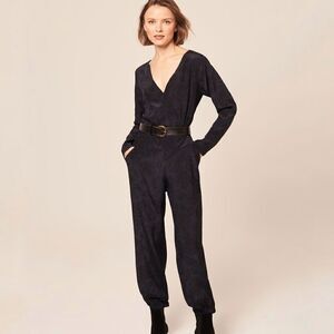 Tucker The Kate Romper Midnight Inked Floral in Crepe de Chine Silk Faux Wrap